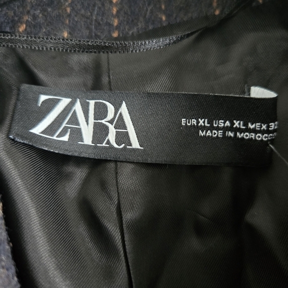 New Zara Manteco Wool Striped Coat ZW Collection 8912/760 Size XL - Picture 17 of 17